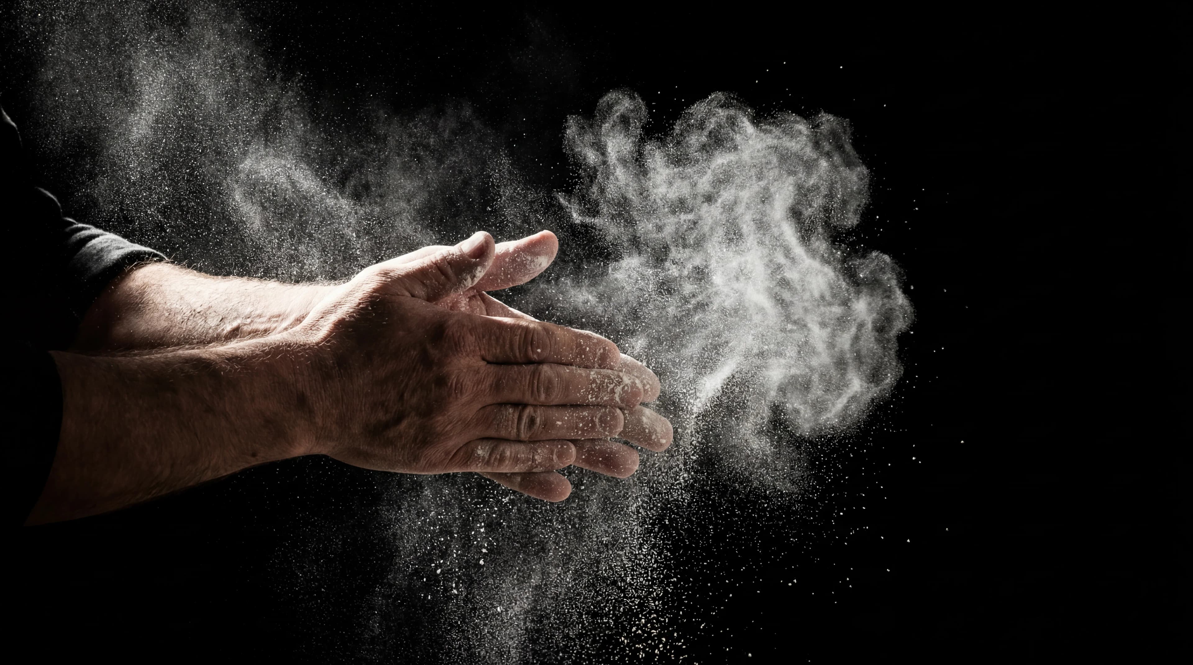 Flour poured onto the work surface