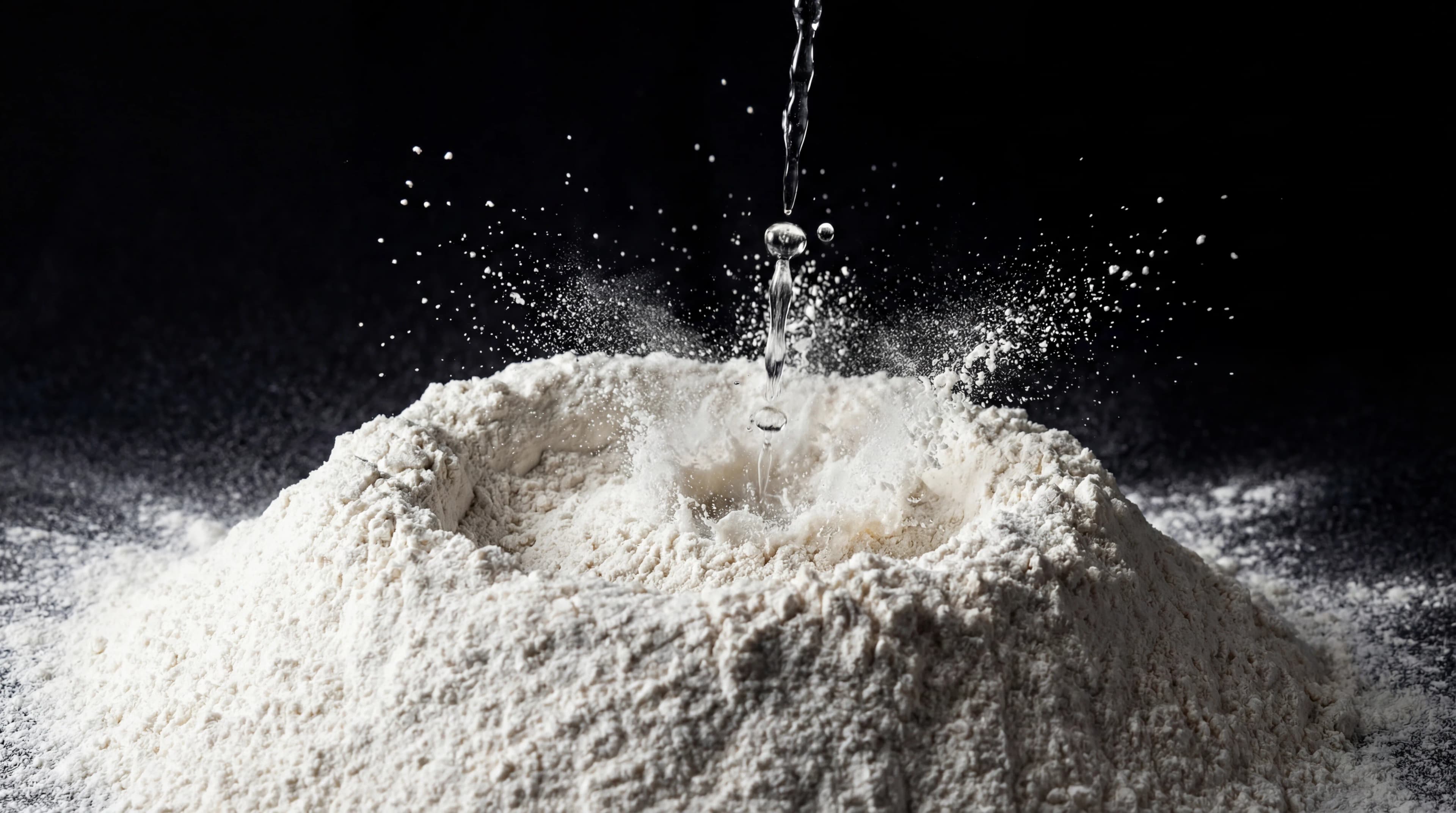 Mixing water and flour to form the dough